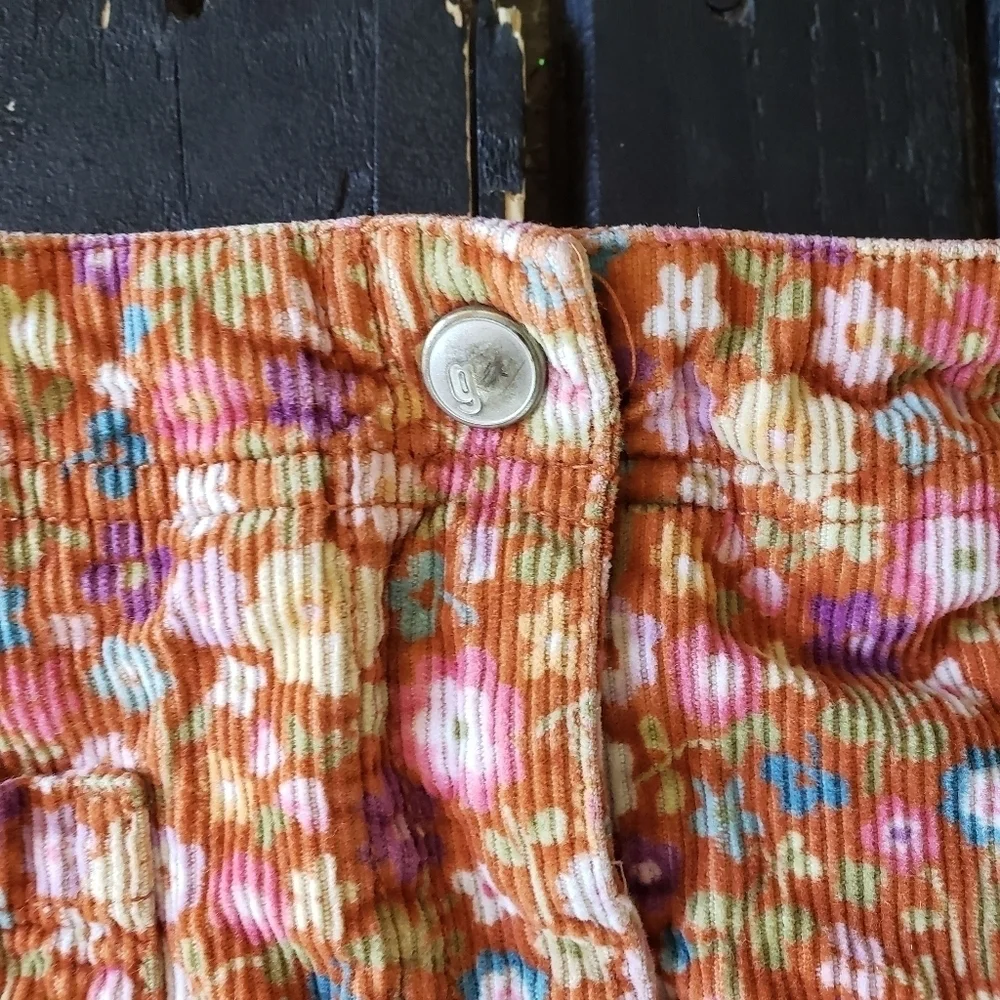 Gymboree Little Girl 5 Orange Corduroy Floral Mini Skirt with Shorts Skort